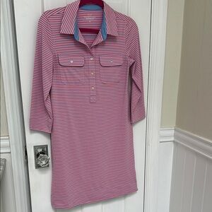 EUC Vineyard Vines Sankaty Performance Pink and blue Striped Dress, XS